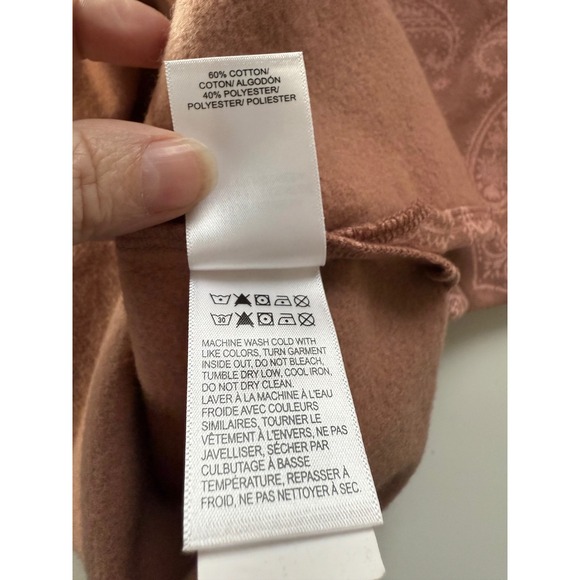 Lucky Brand Womens Paisley Fleece‎ Sweatshirt Mauve Pink Crewneck A217605 NWT L - Picture 8 of 10